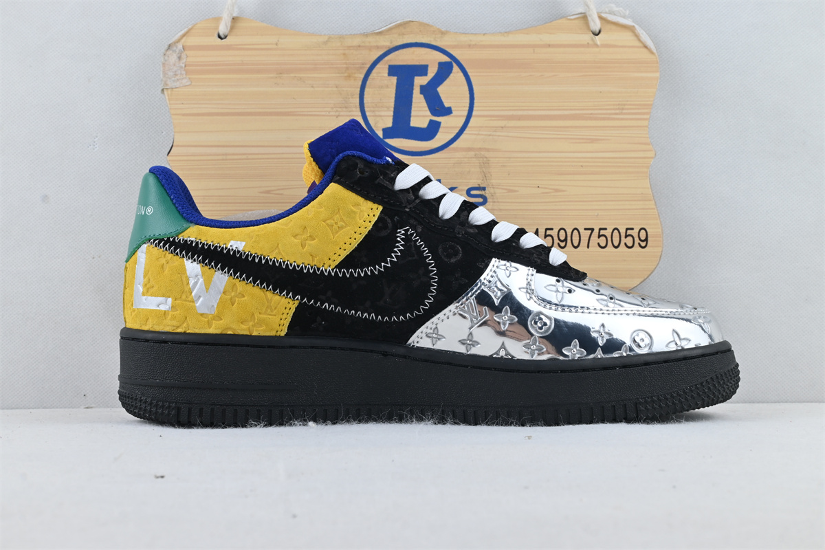 L0vis Vvtt0n Nike Air Force 1 Low By Virgil Abloh Black Metallic Silver