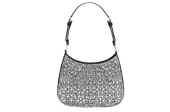 Pra*a Cleo Satin Bag With Appliques Metal