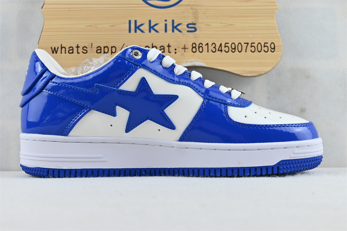 A Bathing Ape Bape Sta Patent Leather White Blue