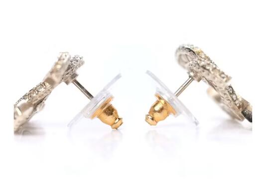 Ch**el Crystal Timeless CC Earrings Light Gold