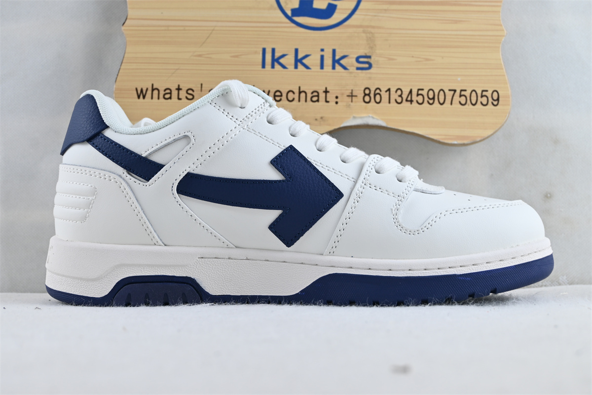 OFF-WHITE Out Of Office OOO Low Tops White White Navy Blue